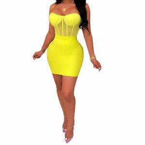 Sheer Mesh Chain Spaghetti Straps Two Piece